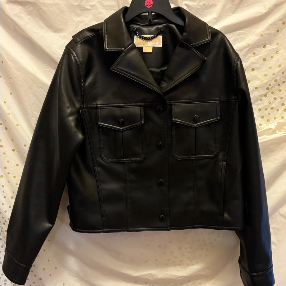 Michael Kors Black Leather Biker Jacket